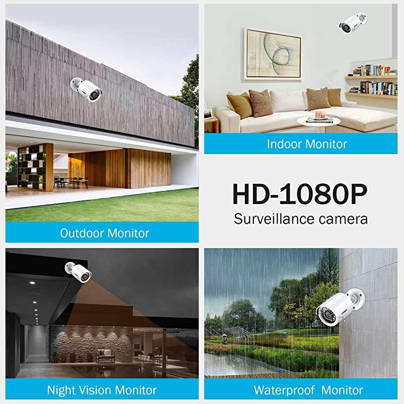 1080P CCTV Home Surveillance Bullet Camera Security Camera with IP66 Weatherproof and Dustproof for Outdoor Use