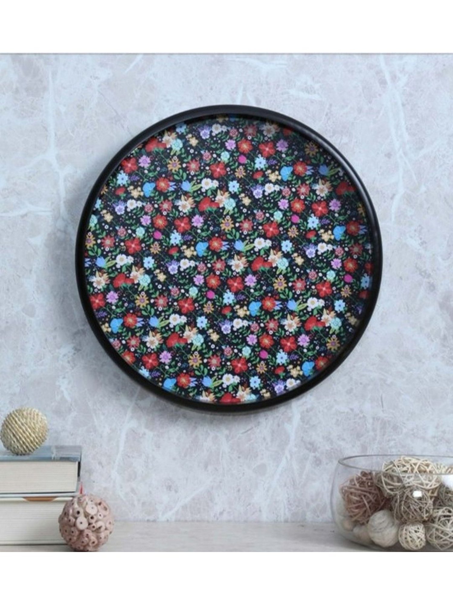 Crayton Floral Printed Round MDF Wall Hanging - Set of 1