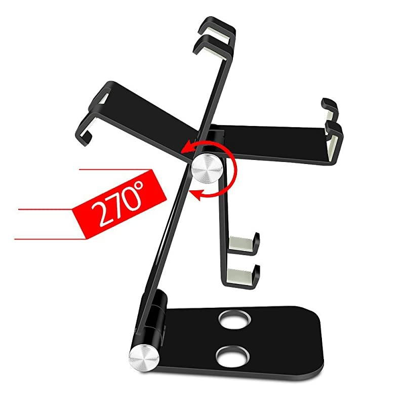 Portable Universal Dual Foldable Adjustable Cell Phone Desk Stand Tablet Stand Compatible with Phone 11 Pro Xs Max Xr X 8 7 6 6s Plus and 47 Inch Devices Black