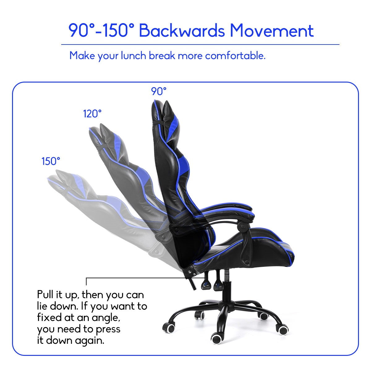 Executive Office Chair Racing Gaming Chair Leather Computer Recliner Swivel Lift