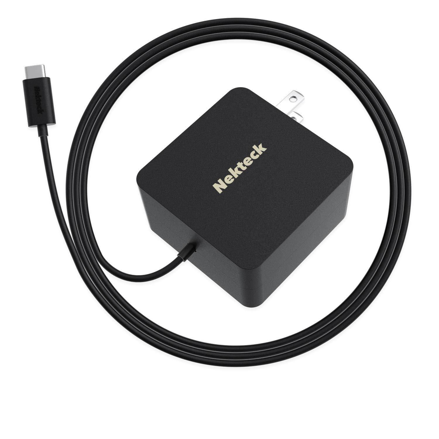 Nekteck 45W USB C Wall Charger with Power Delivery, Laptop Fast Charging Adapter Built-in 6ft Type C Cable for MacBook, Dell XPS, Surface Go, Pixel, Galaxy, Nintendo (Black)