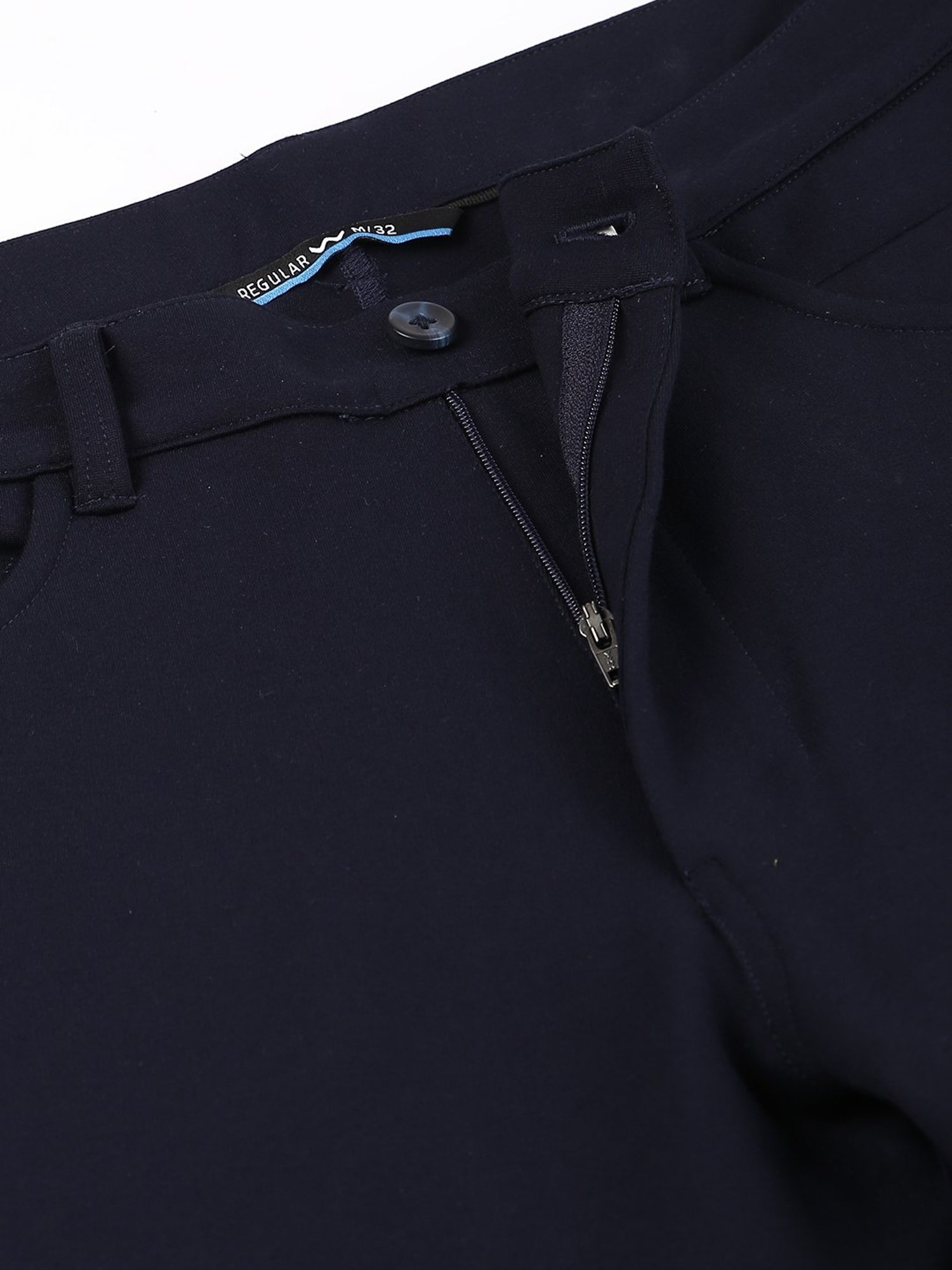 Slowave Navy Blue Regular Fit Trousers