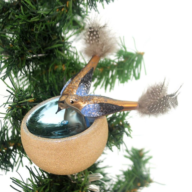 Golden Bell Collection 3.25" Birds In Birdbath Ornament Czech Republic  -  Tree Ornaments