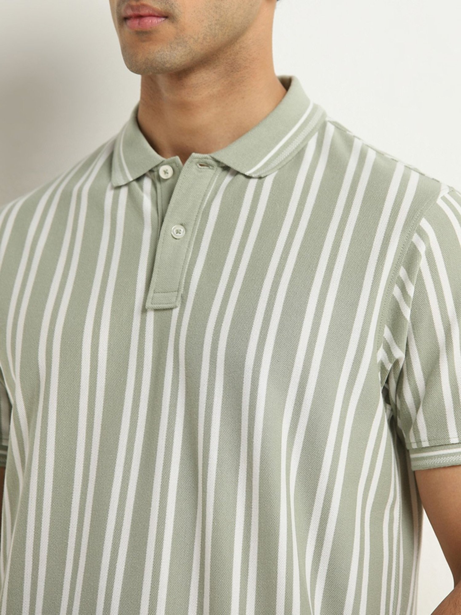 WES Casuals by Westside Sage Striped Relaxed-Fit Polo T-Shirt