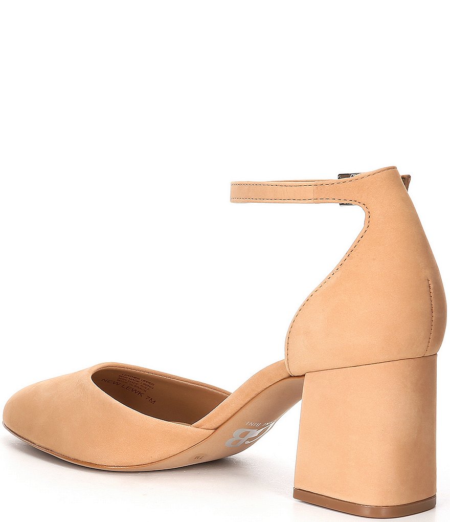 GB New-Lewk Suede Ankle Strap Block Heel Pumps