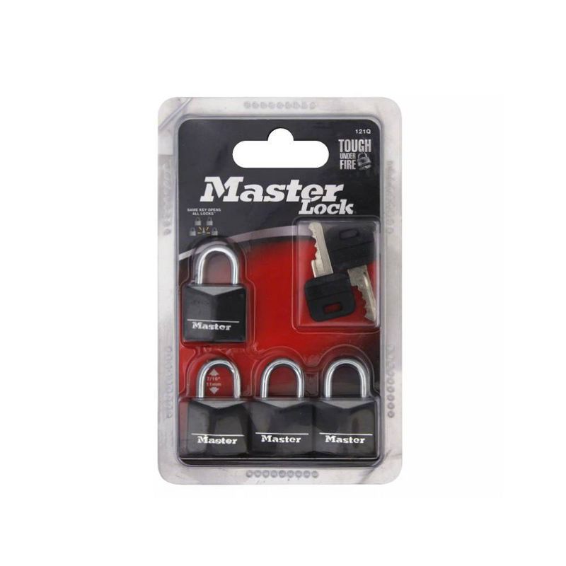 Master Lock 4pk 20mm Key Padlock Black