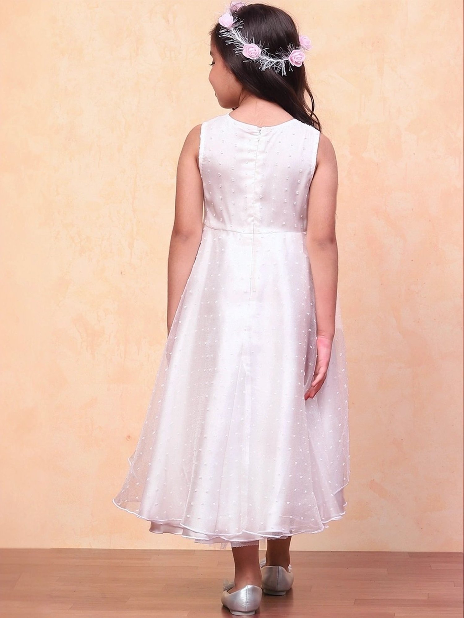 Biba Girls White Embellished Dresses