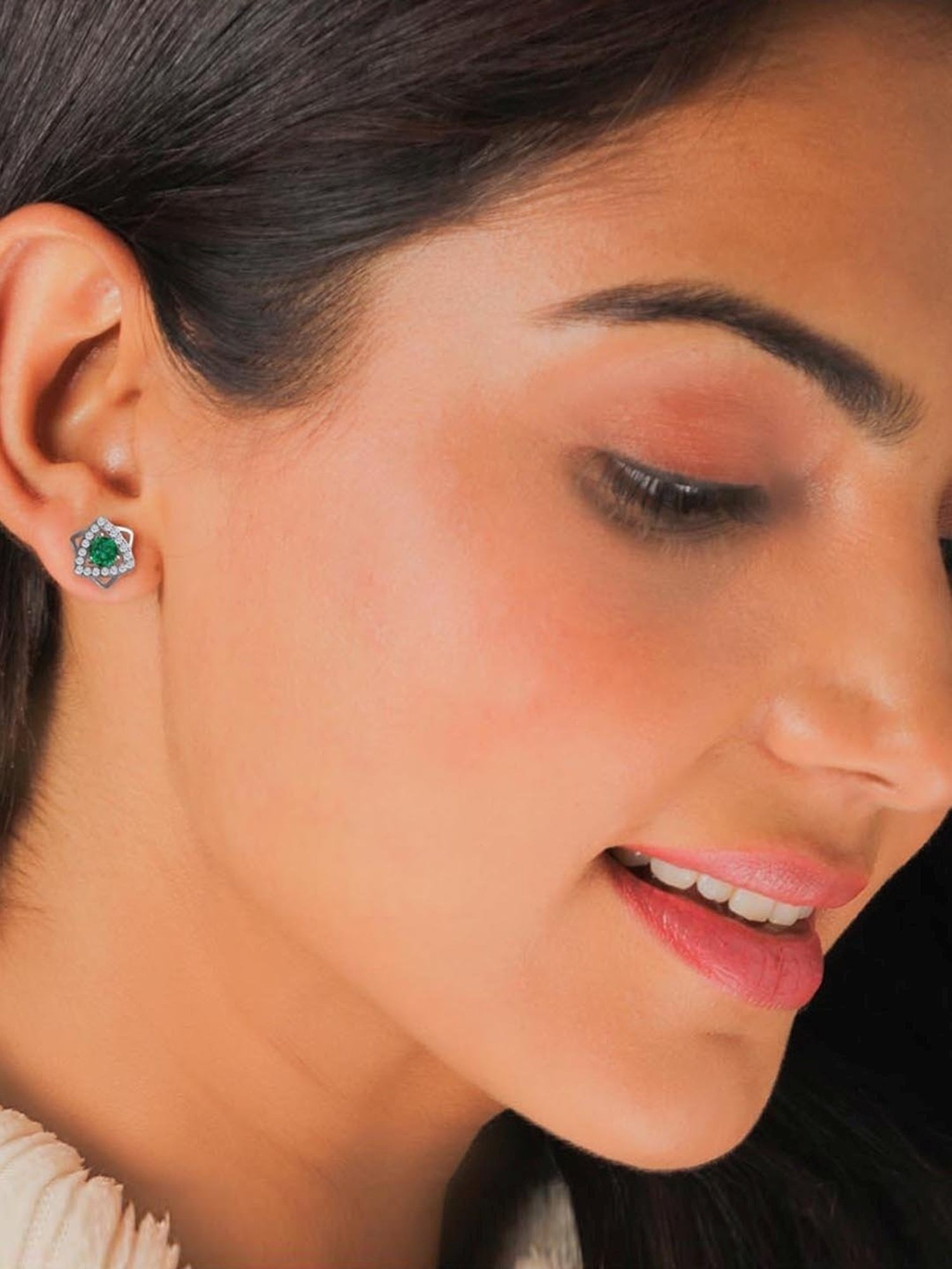 GIVA 92.5 Sterling Silver Emerald Green Star Earrings for Women