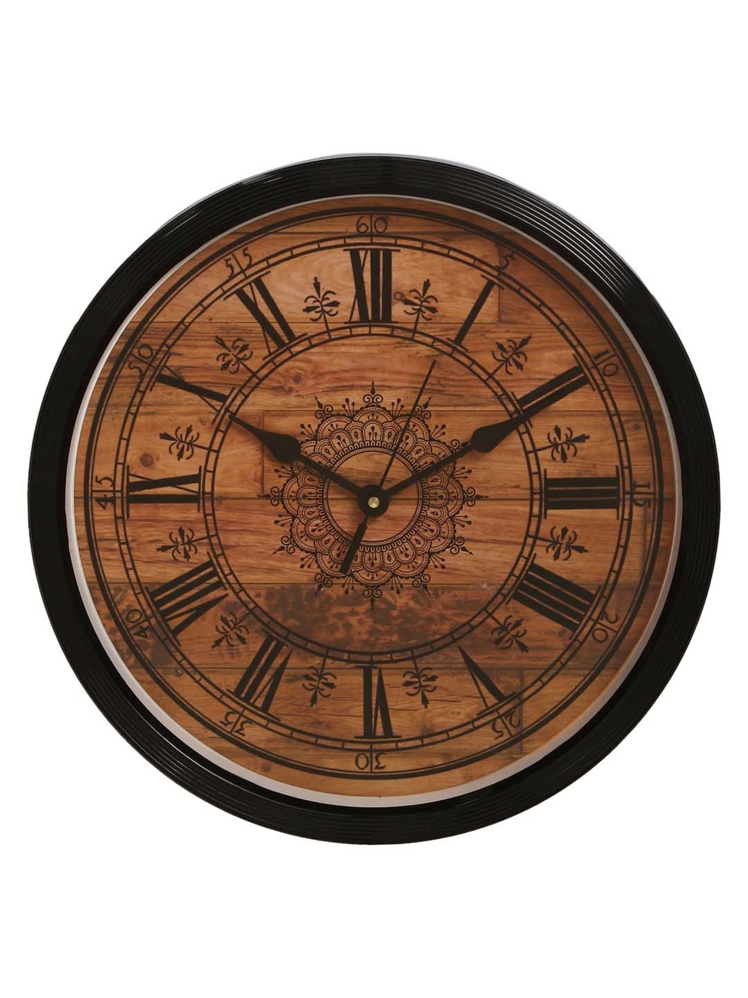 eCraftIndia Designer Round Analog Black Wall Clock