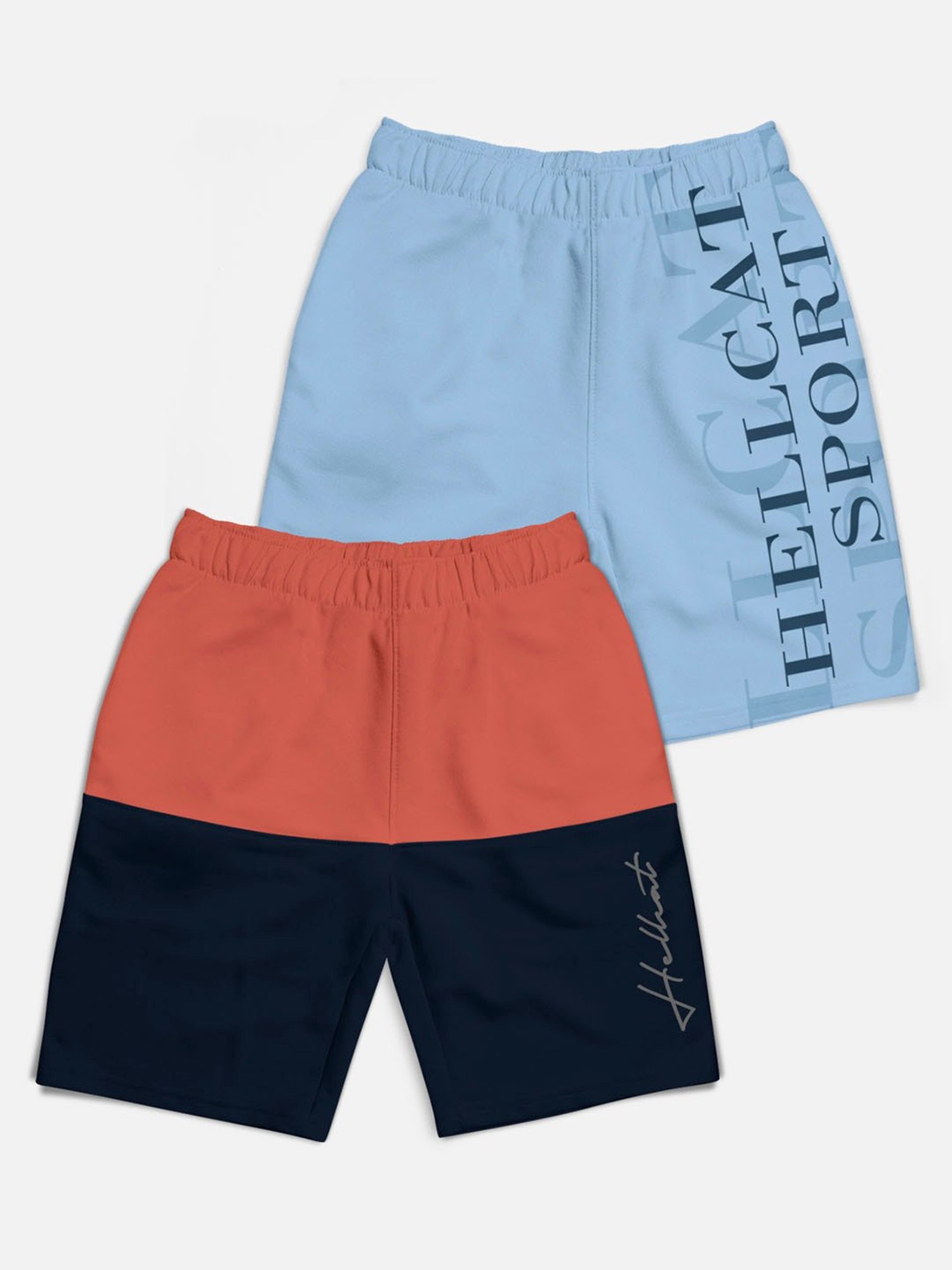 HELLCAT Kids Multi Color Block Shorts (Pack Of 2)