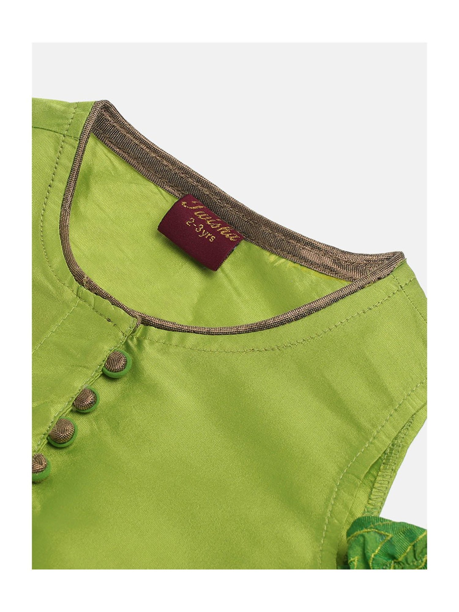 TWISHA Kids Green & Pink Printed Top with Dhoti