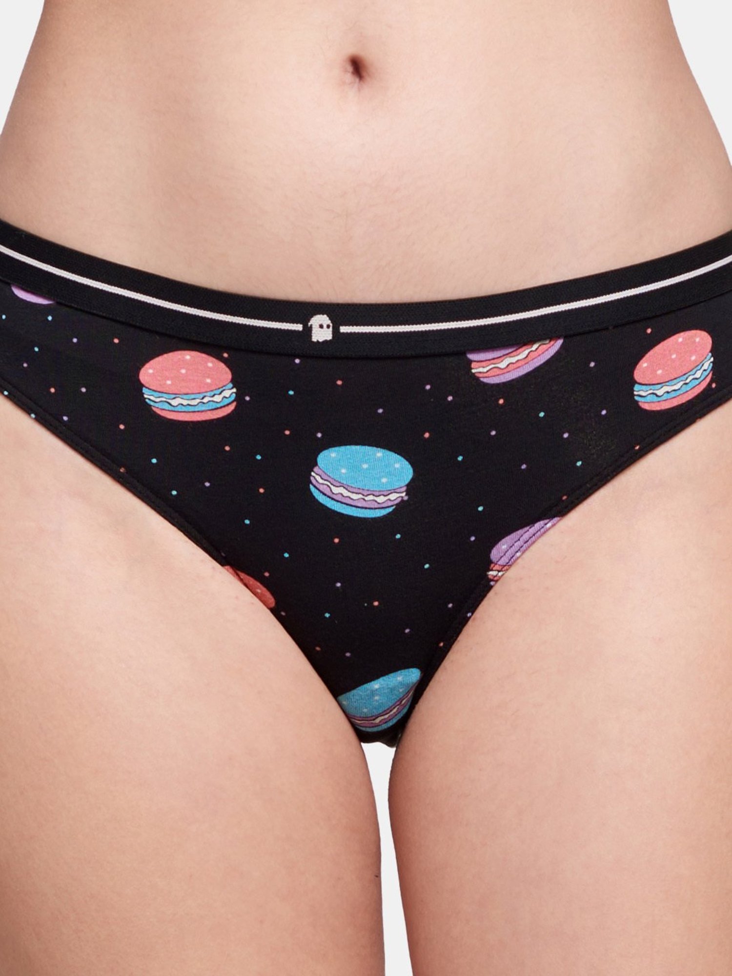 The Souled Store Black Printed Bikini Panty