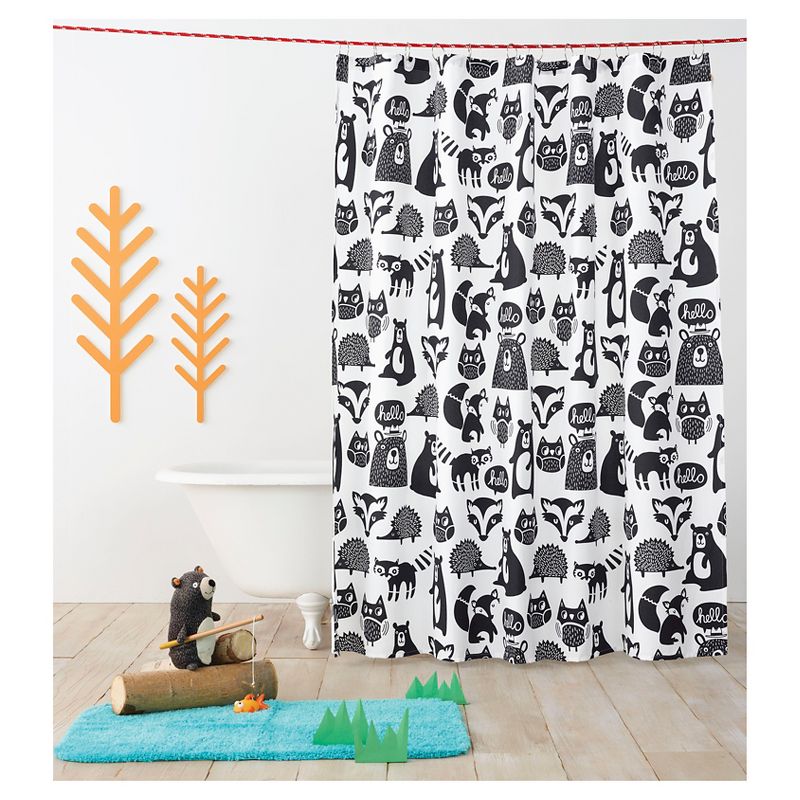 Forest Friends Shower Curtain Black - Pillowfort™