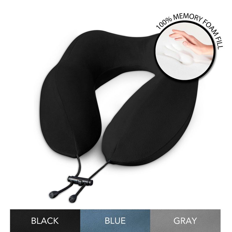 Brookstone Total Comfort Charcoal-Infused Travel Pillow - Black