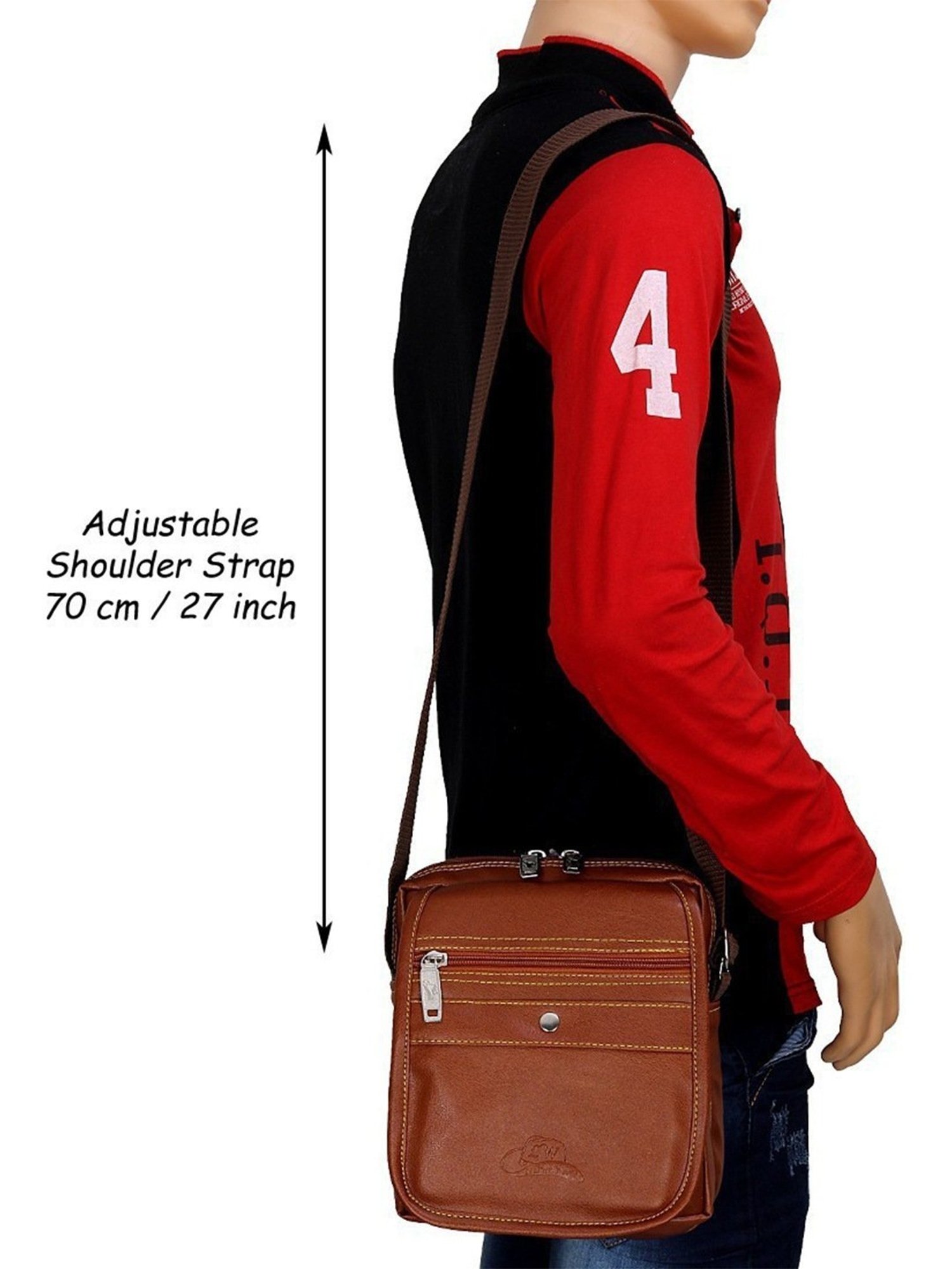 Leather World Tan Solid Medium Cross Body Bag