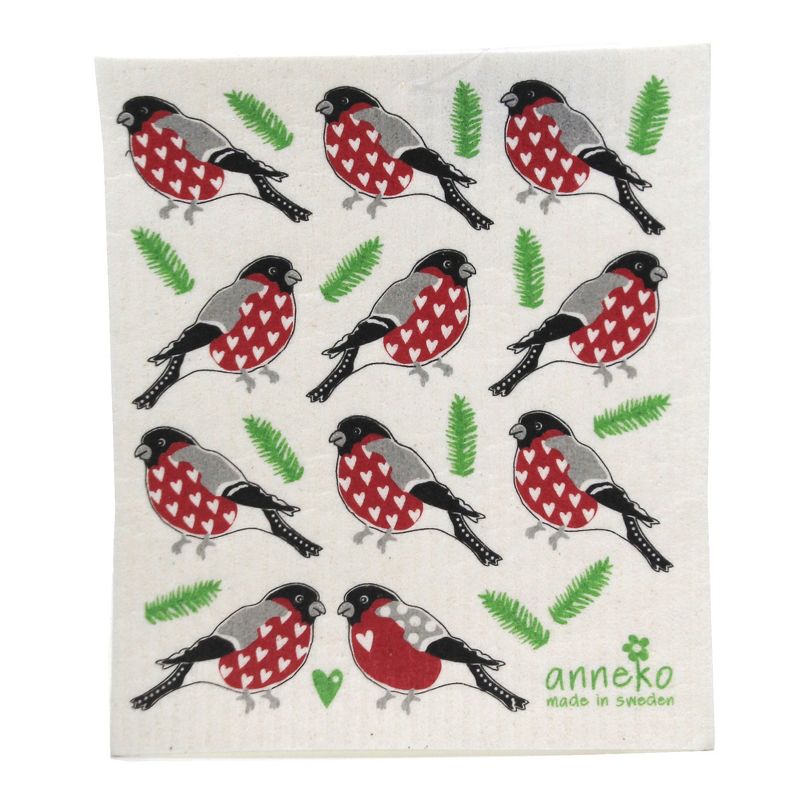 Swedish Dish Cloth 7.75" Ladybugs And Robins Dish Cloths Eco-Friendly Absorbant  -  Dish Cloth