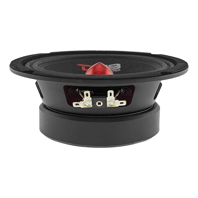 PRO-GM6.4B Loudspeaker - 6.5", Midrange, Red Aluminum Bullet, 480W Max, 4 Ohms,1.5" Kapton VC Premium Quality Audio Door Speakers for Car or Truck Stereo Sound System (1 Speaker)