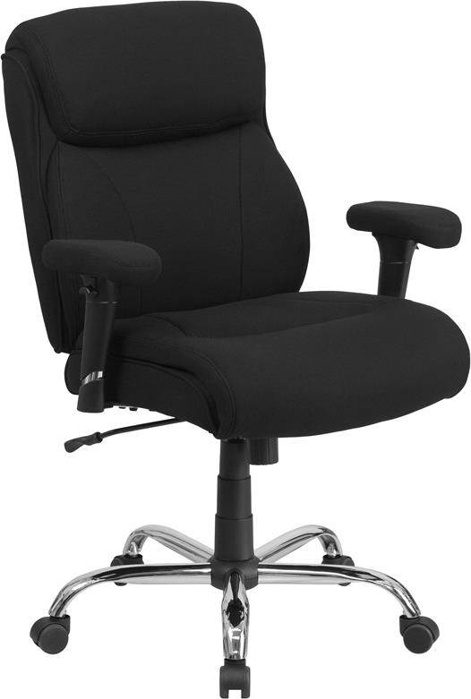HERCULES Series Big & Tall 400 lb. Rated Black Fabric Ergonomic Task Office Chair with Line Stitching and Adjustable Arms