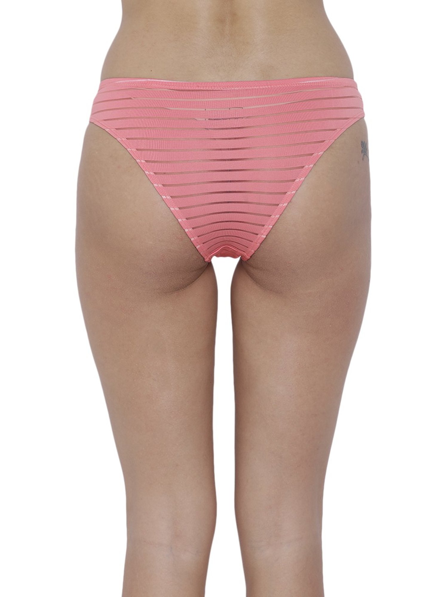 BASIICS by La Intimo Coral Striped Bikini Panty