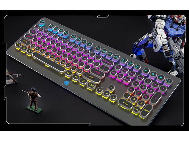 Magic Refiner Mechanical MK9 Gaming Keyboard RGB Retro Keyboard-Blue Switch-LED Backlit - Gold-Plating 108 Key Round Keycaps Anti-Ghosting Mechanical Illuminated Keyboard for PC Gaming and MAC (Black)