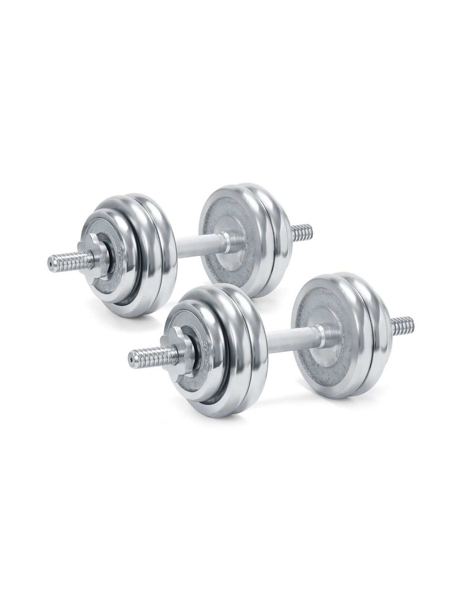 KAKSS Cast Iron Chrome Plated Dumbbells (Silver) Size - 40KG