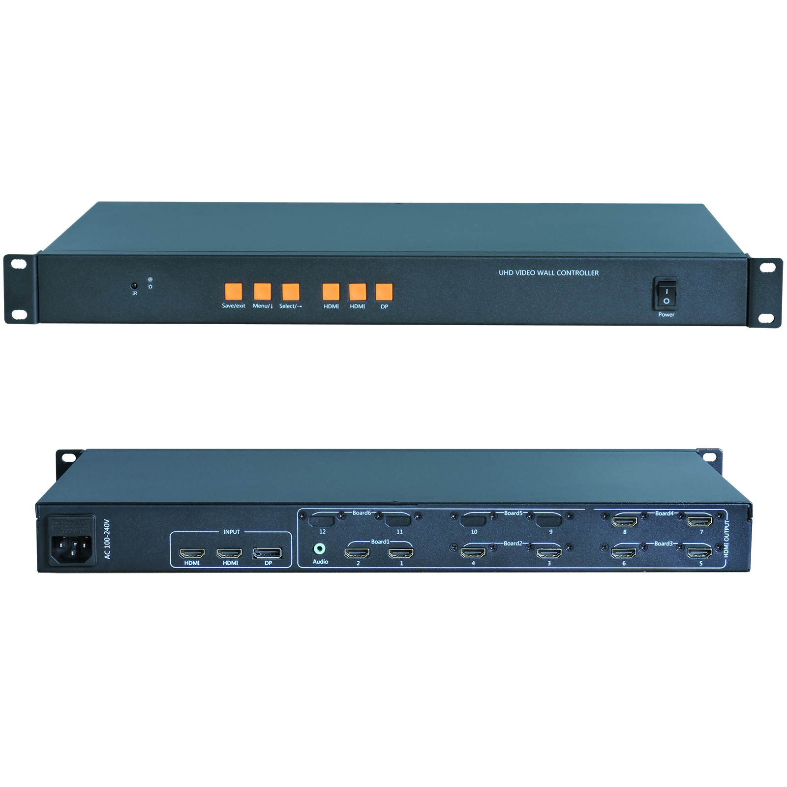 Video Wall Controller 4K 3840x2160@60Hz HDMI 2.0, HDMI 1.4, DP1.2 Inputs with 8 HDMI Outputs for TV Splicing, Support 4x2,4x1,2x3,2x4,1x8 Display and 180 Degree Rotate