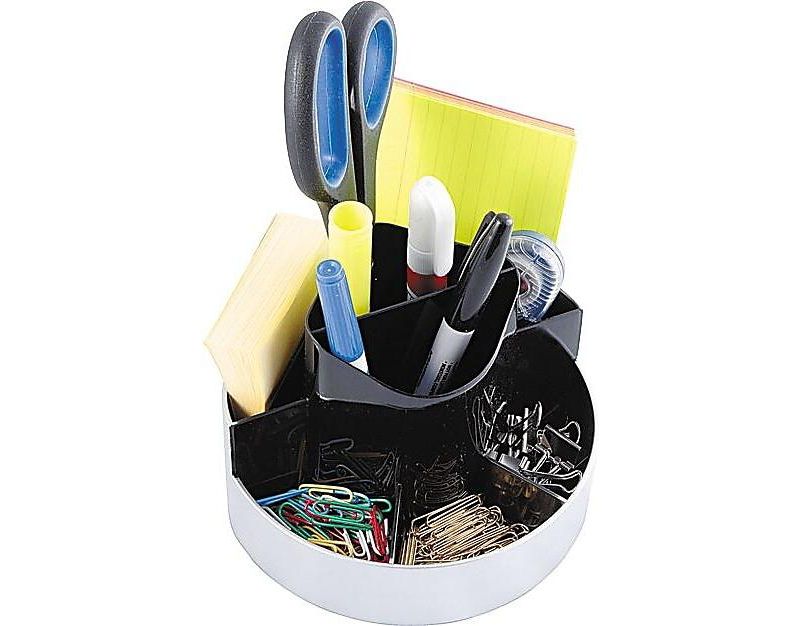 Kantek Rotating Desk Organizer Plastic 6 x 5 3/4 x 4 1/2 Black/Silver ORG620