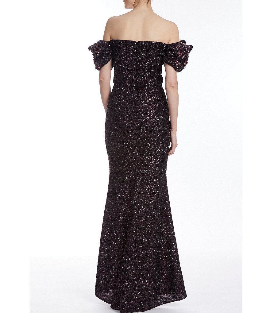 Badgley Mischka Origami Sleeve Sequin Gown