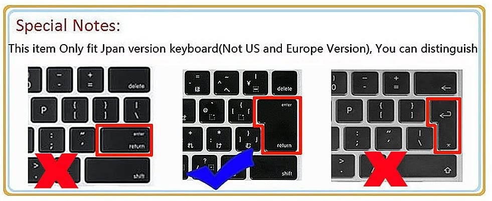 HRH Japanese Silicone Keyboard Cover Skin for MacBook Air 13,MacBook Pro 13/15/17 (with or w/Out Retina Display, 2015 or Older Version)&Older iMac JP Japan Version Keyboard Protector-Black