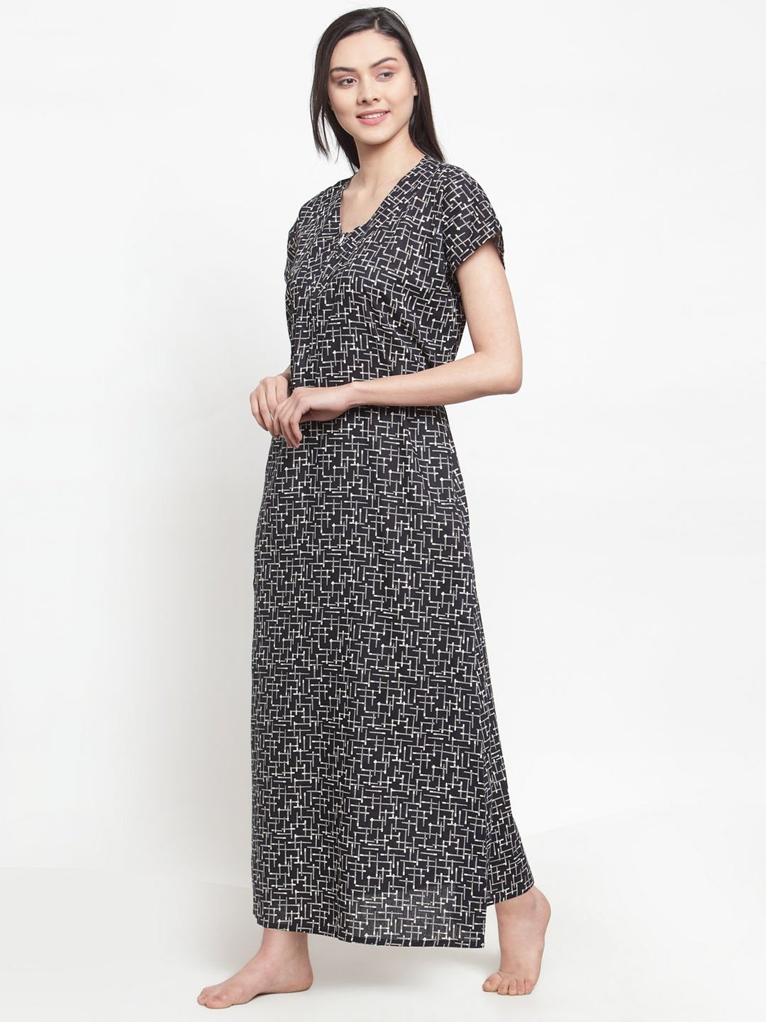 Secret Wish Black Printed Nighty