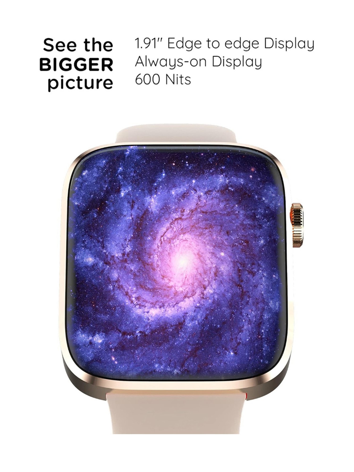 Pebble Cosmos Prime 1.91 inch Bluetooth Calling Smart Watch - Ivory Gold