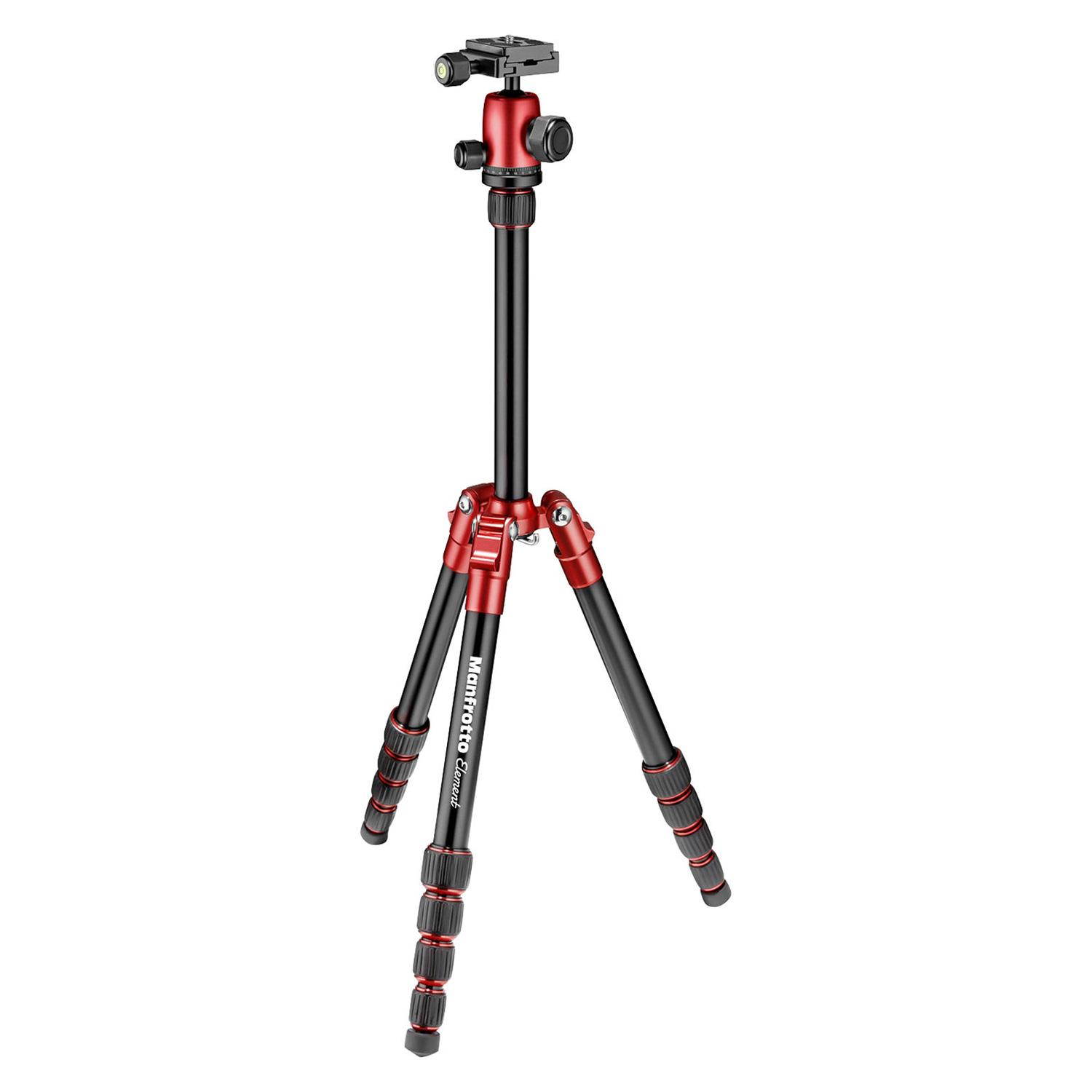 Manfrotto Element Traveler Small 5-Section Aluminum Tripod with Ball Head, Red