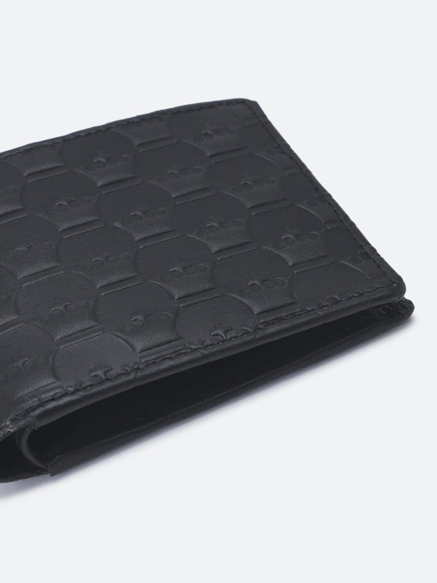 Louis Philippe Black Leather Textured Bi-Fold Wallet