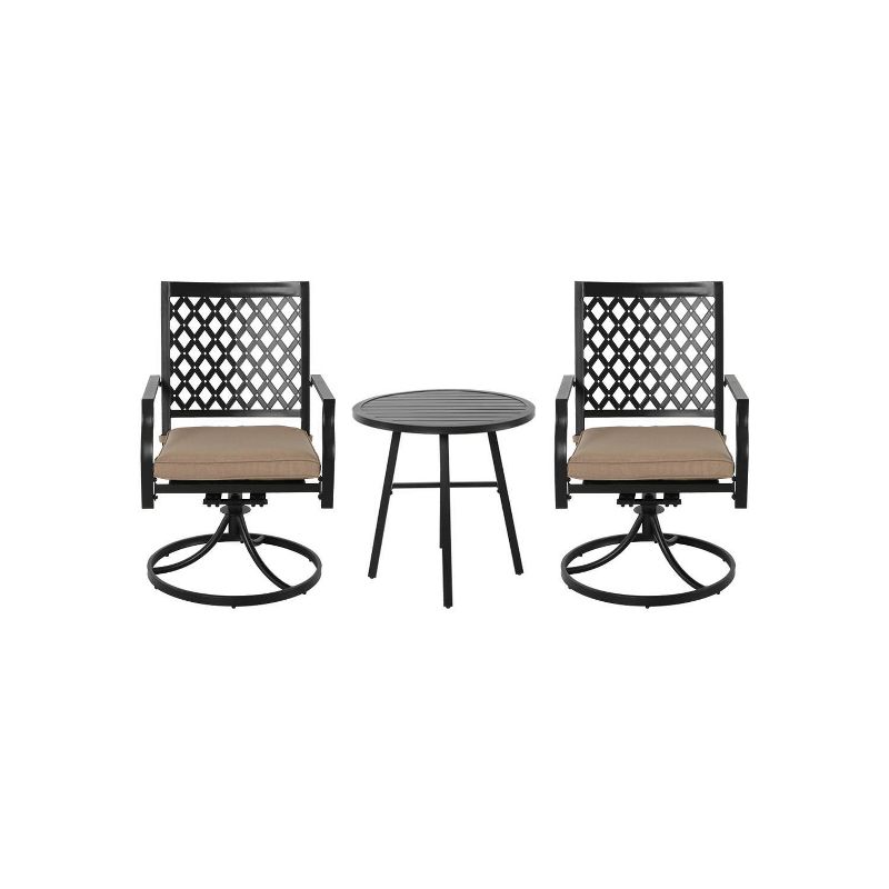 3pc Iron Dining Set With Beige Cushions - Nuu Garden