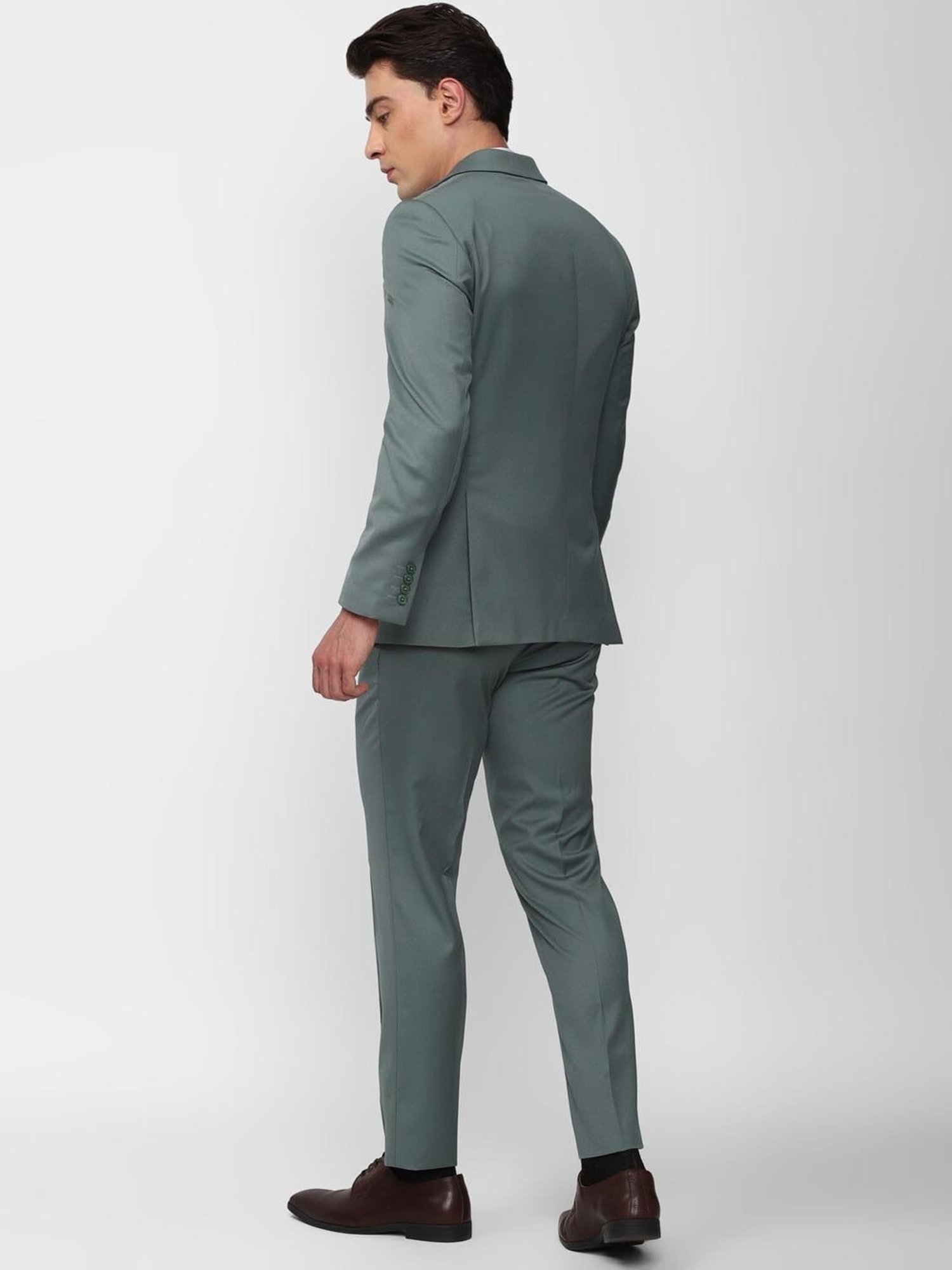 Peter England Elite Grey Slim Fit Three Piece Suit