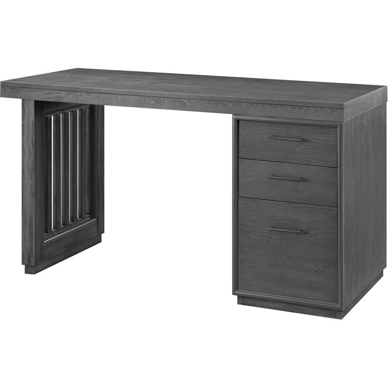 Weisro Writing Desk with Cabinet Slatted Gray Oak - Acme Furniture