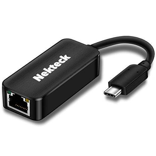 nekteck usb c to rj45 gigabit ethernet port lan network adapter, 10/ 100 / 1000mbps thunderbolt 3 port compatible, macbook pro 2016,2017, chromebook pixel and more