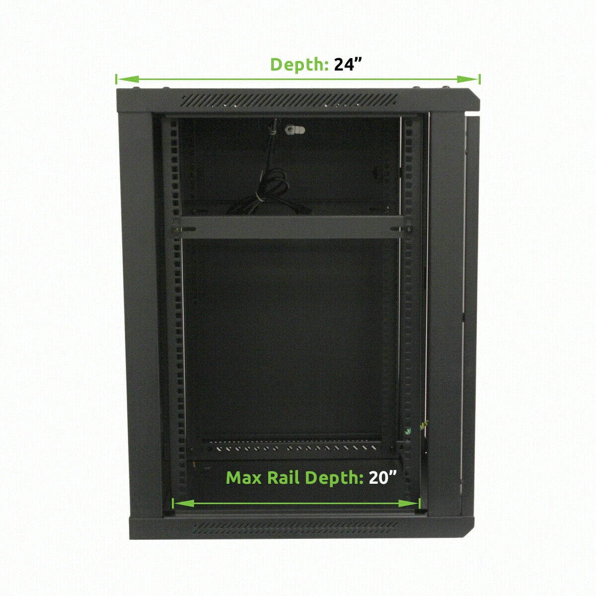 15U Wall Mount Network Server Data Cabinet 24-inch Depth Glass Door Lock  Key