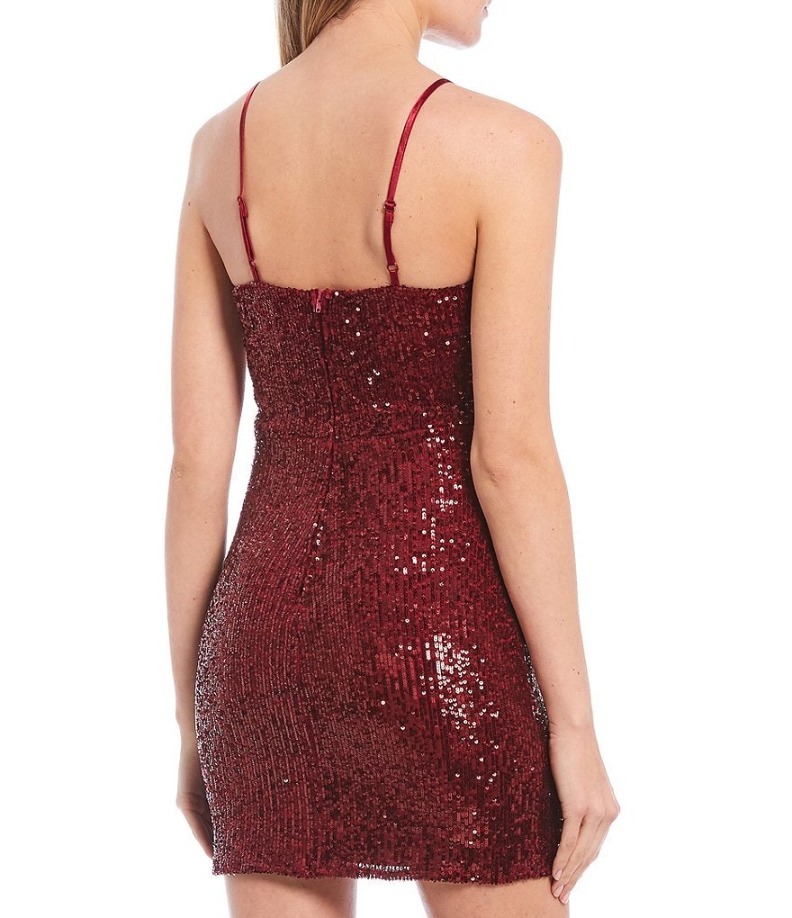 Midnight Doll Spaghetti Strap Square-Neck Sequin Bodycon Dress