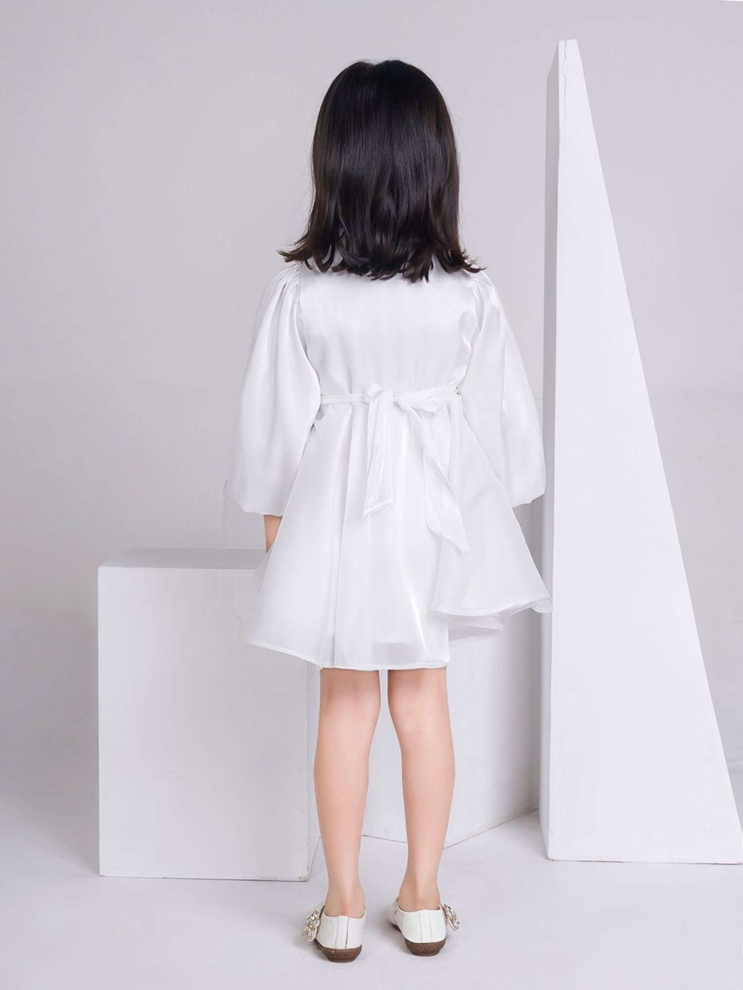 Peppermint Kids White Solid Shirt Dress