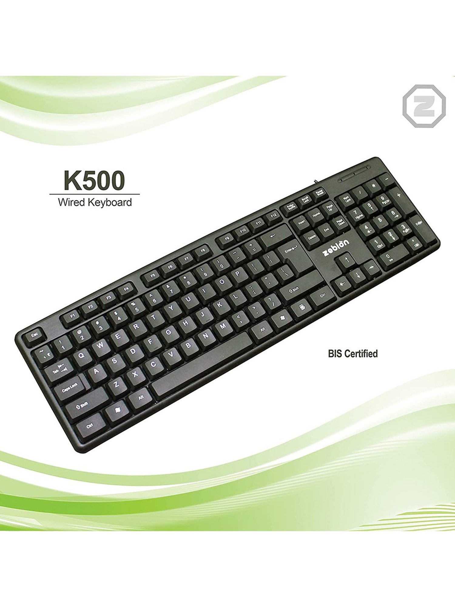 Zebion K500 Wired USB Keyboard (Black)
