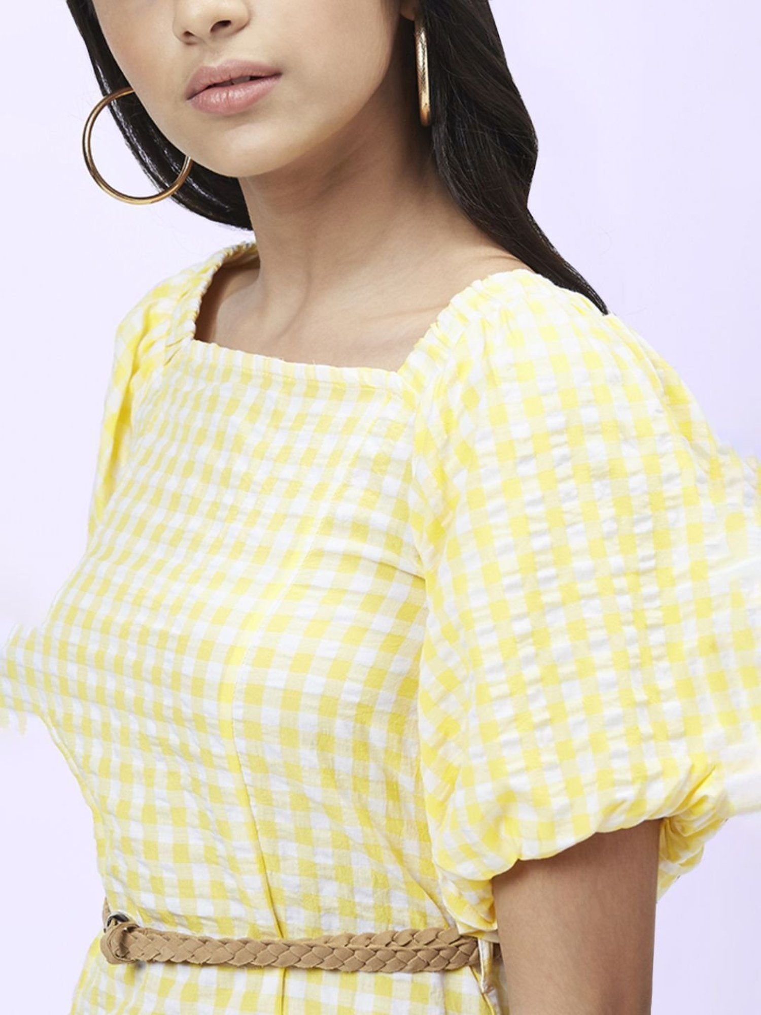 Coolsters by Pantaloons Kids Yellow Cotton Chequered Dress