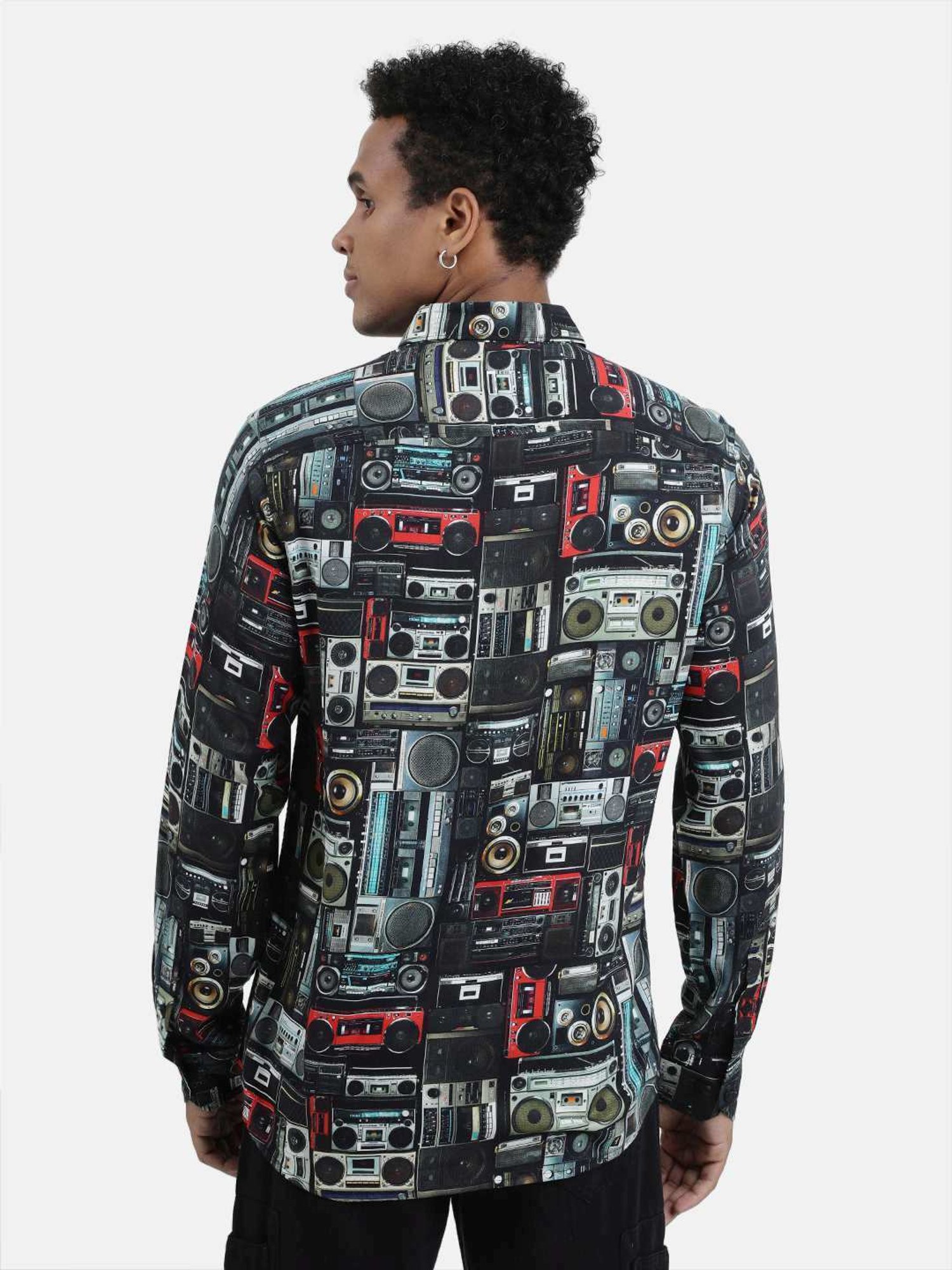 Bene Kleed Black Regular Fit Printed Shirt