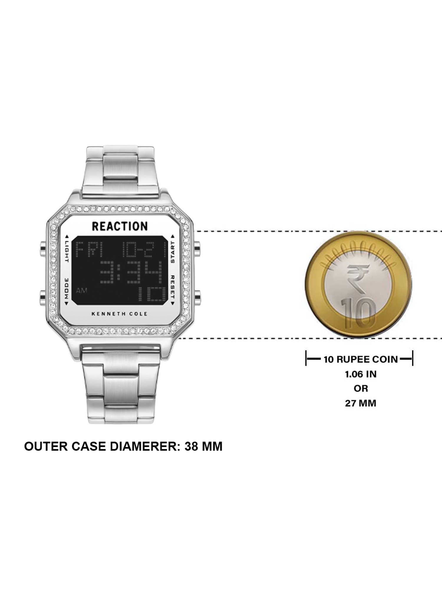 REACTION KENNETH COLE  Digital Stainless Steel Strap Watch for Women's  - KRWGJ9007905