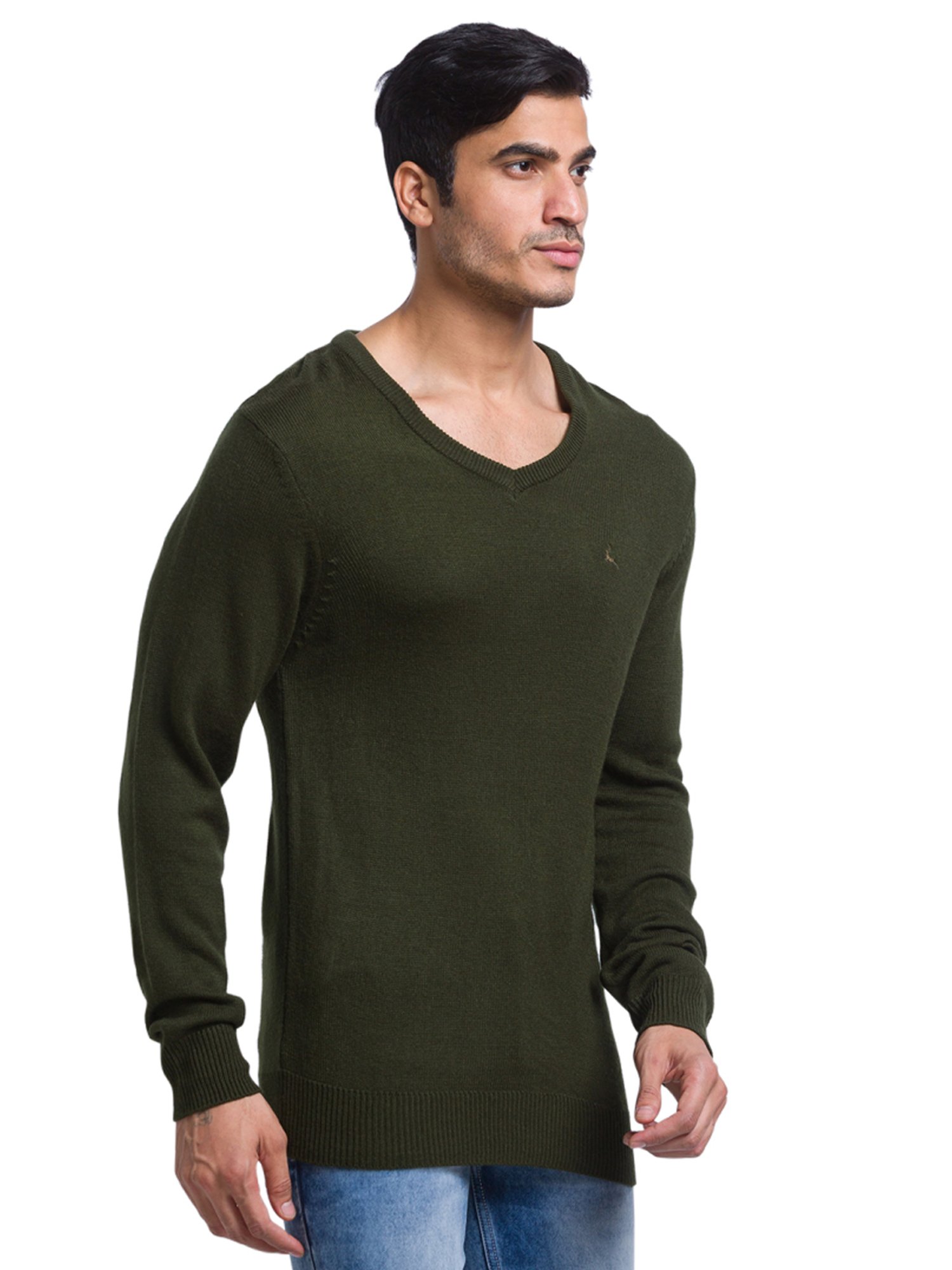 Parx Green Regular Fit Sweaters