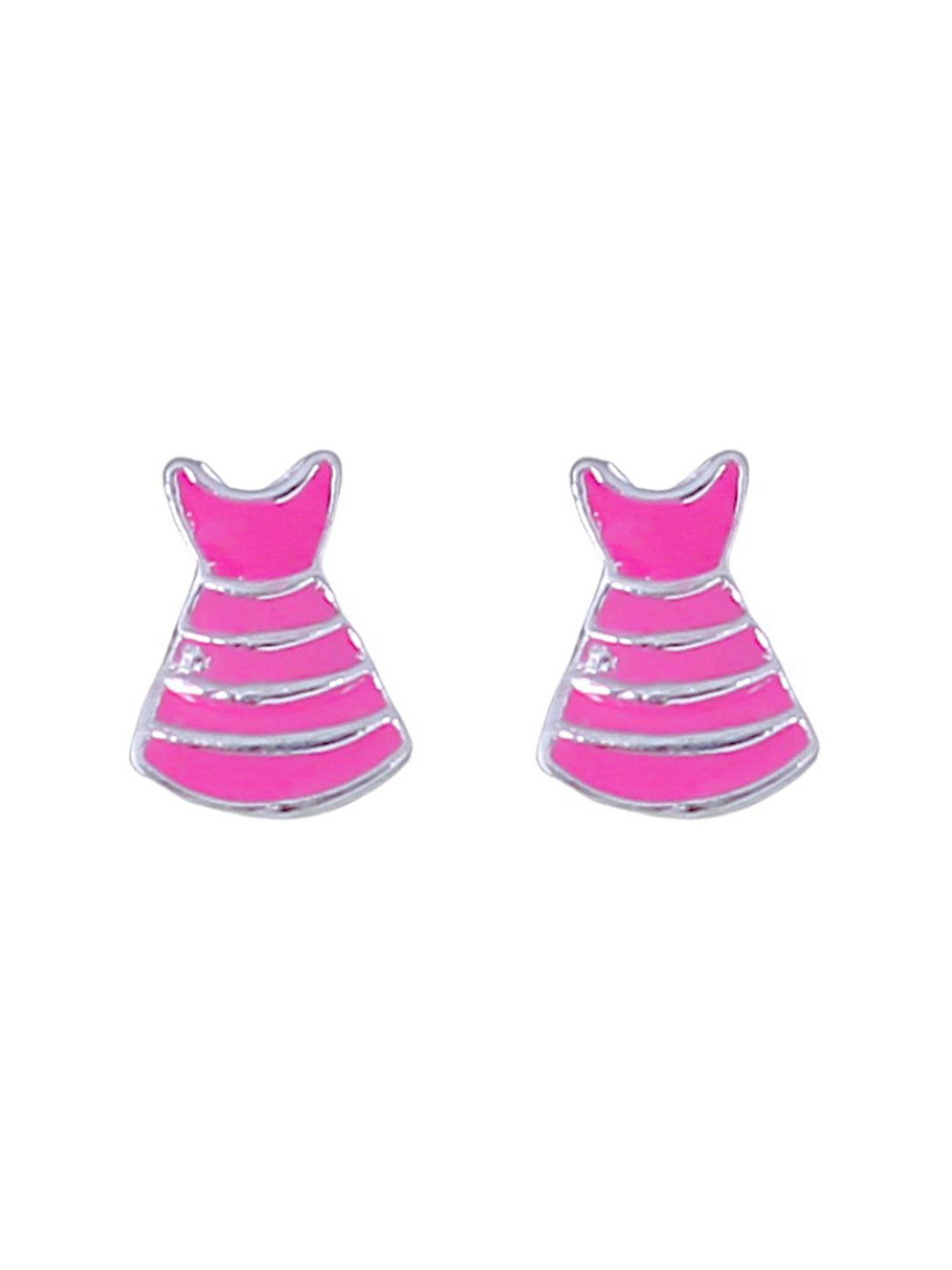 Taraash 925 Sterling Silver Pink Dress Earrings for Kids & Girls