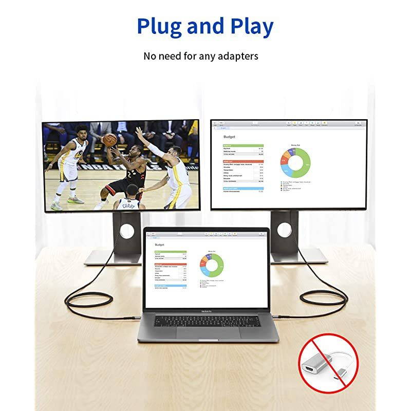 USB C to HDMI Cable33ft  4K60HZ Type C to HDMI CordThunderbolt 3 Compatible for MacBook Pro 2018 2017 Air iPad Pro Samsung Galaxy S20 Note 10 S10 Plus Dell XPS 13 Surface BookGrey