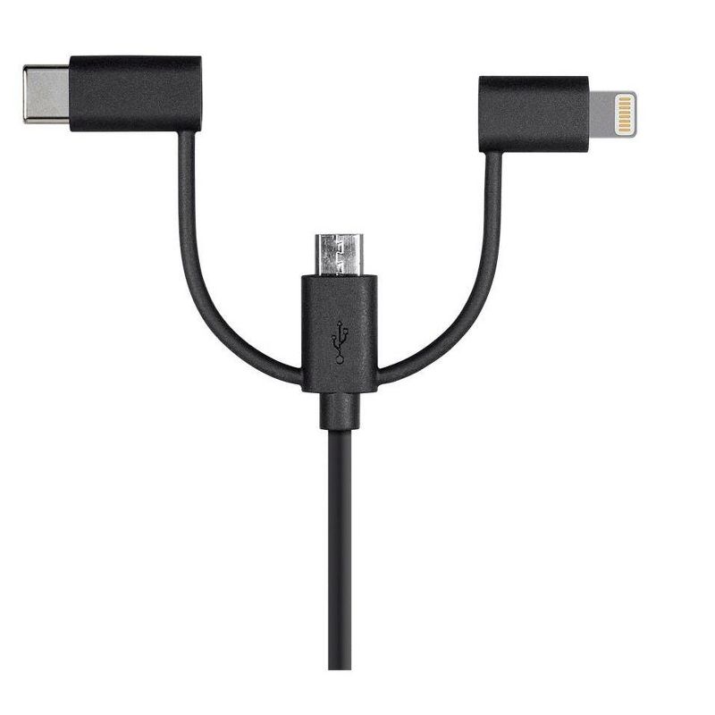 Tripp Lite USB-A to Lightning, USB Micro-B and USB-C Sync/Charge Cable, Black, 6 ft.