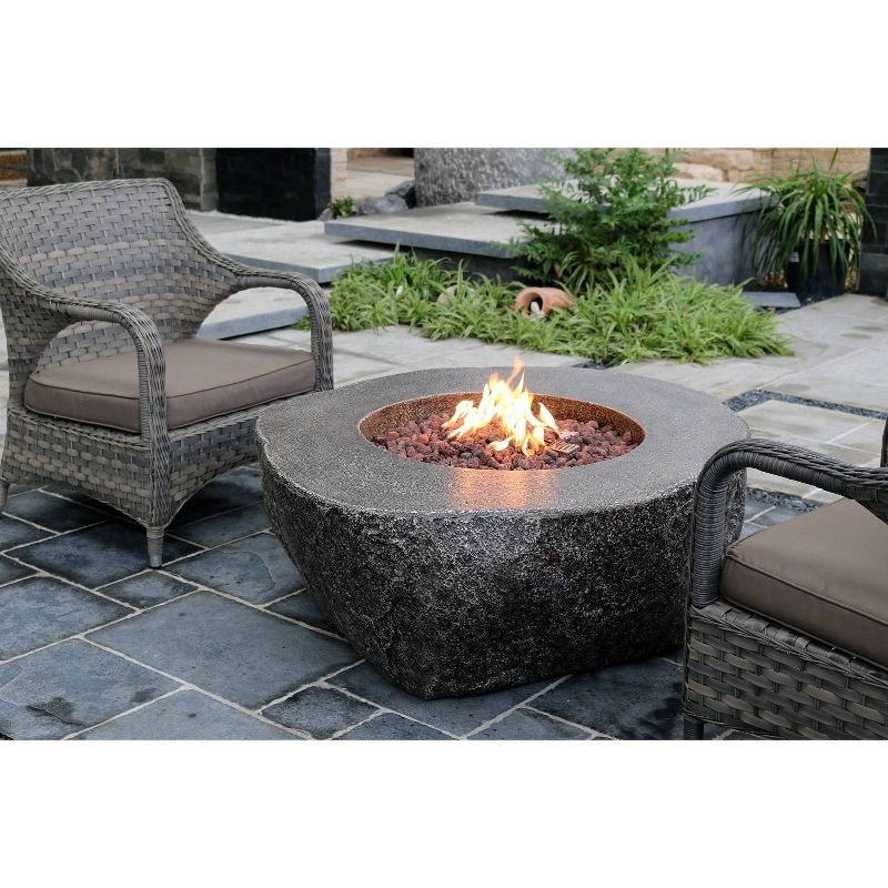 Fiery Rock 50"  Natural Gas Fire Pit Outdoor Backyard Patio Heater - Elementi