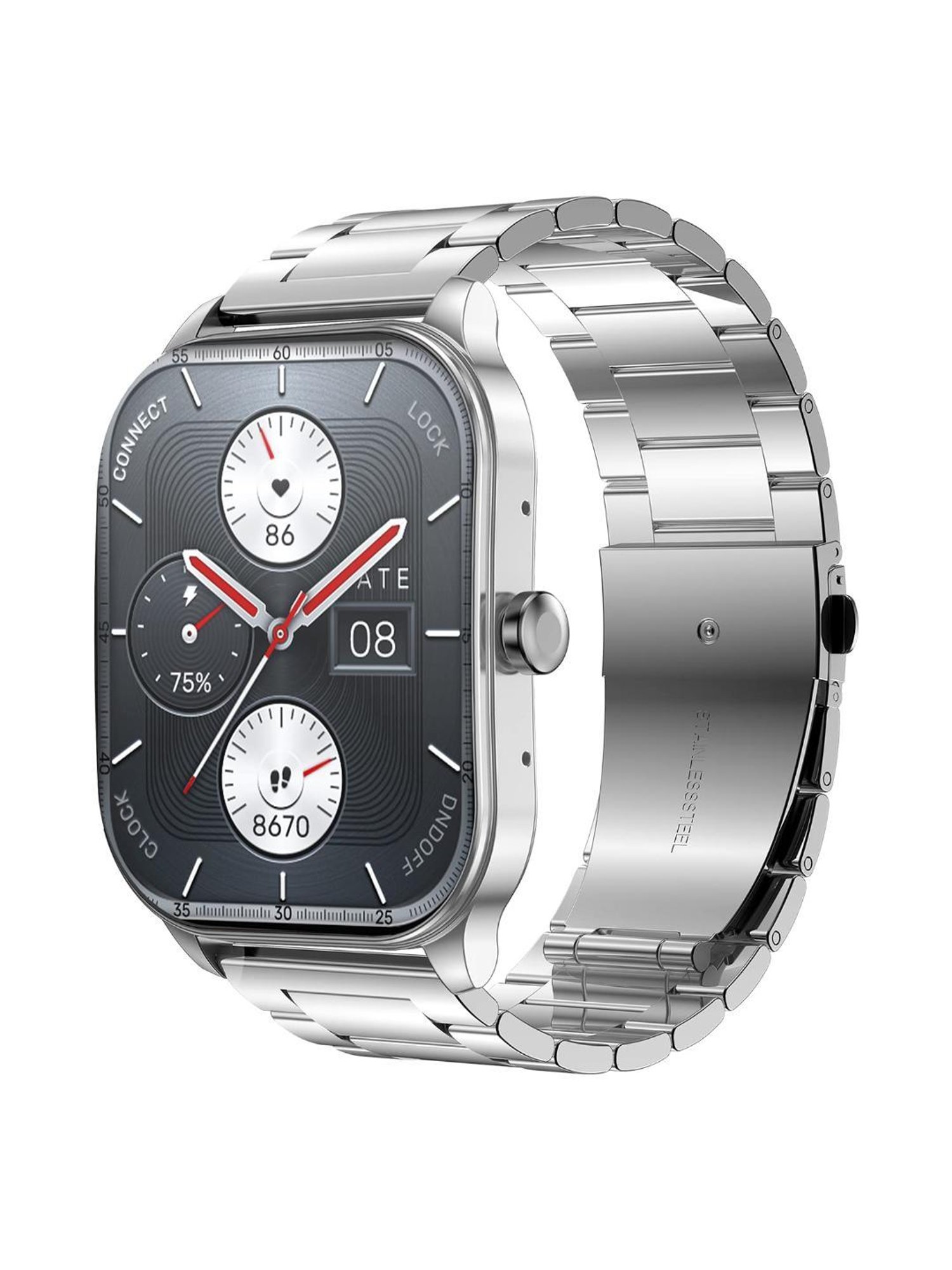 Amazfit Pop 3S BT Calls Smartwatch with 1.96 AMOLED Display & AI Voice Assistance (Metallic Silver)